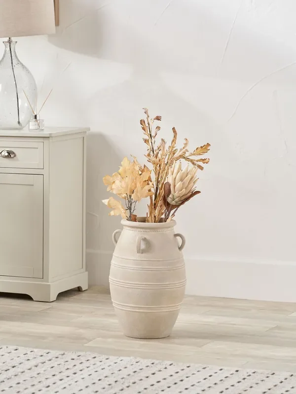 Pacific Lifestyle Grey Fibrestone Decorative Vase with Small Handles