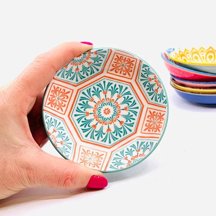 Patterned Porcelain Dipping Bowl 6, Teal