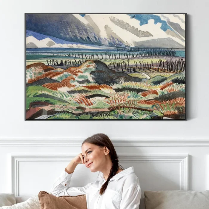 Paul Nash Framed Colourful Art Print – Ruin Country Old Battlefield – on Canvas