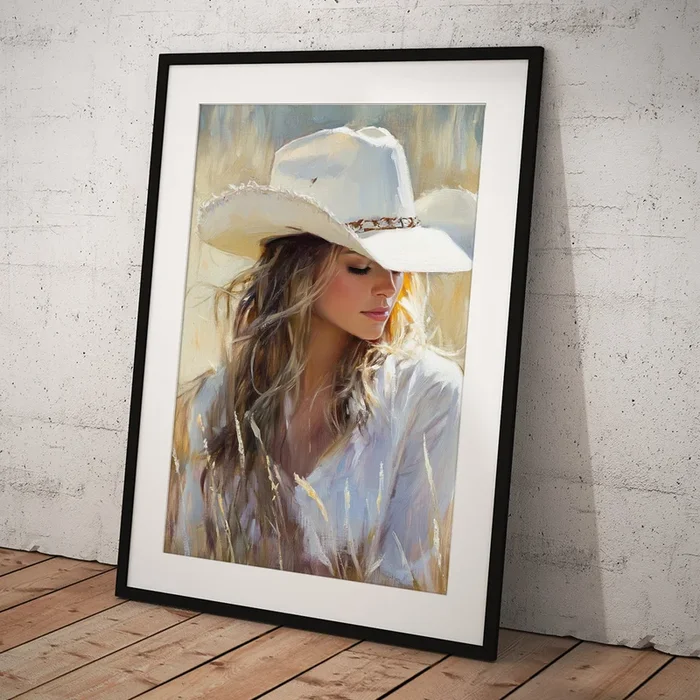 Peaceful Cowgirl In The Wheatfields Art Print