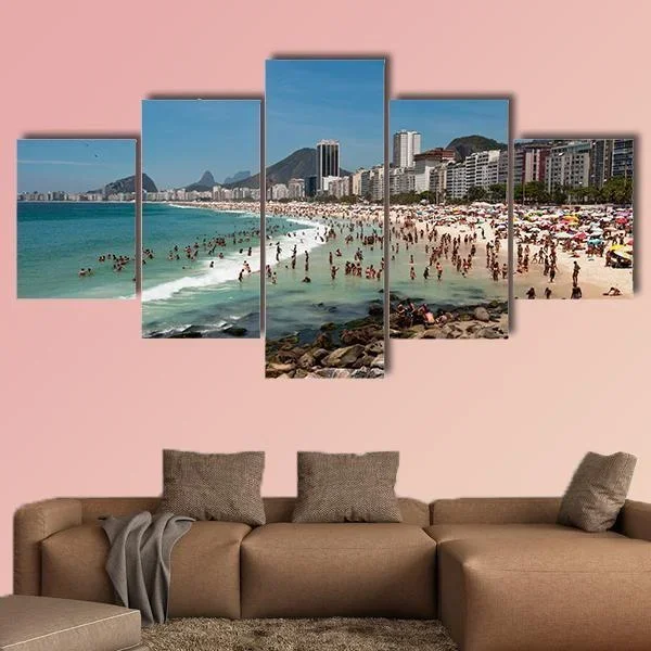 People on Copacabana Beach Canvas Wall Art