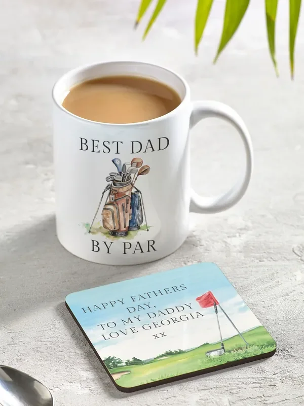 Personalised “Happy Father‘s Day” Mug and Coaster Set by Loveabode