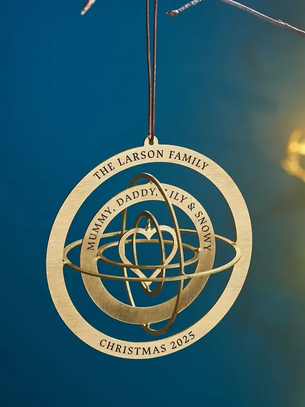 Personalised Brass Globe Christmas Decoration by Oakdene