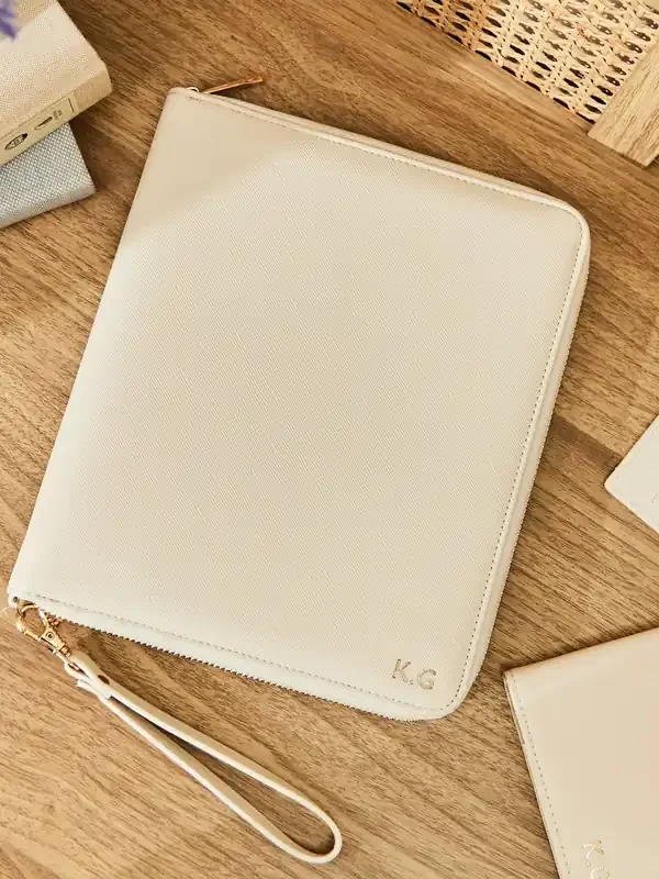 Personalised Embossed Travel Case in Oyster by Made Yours