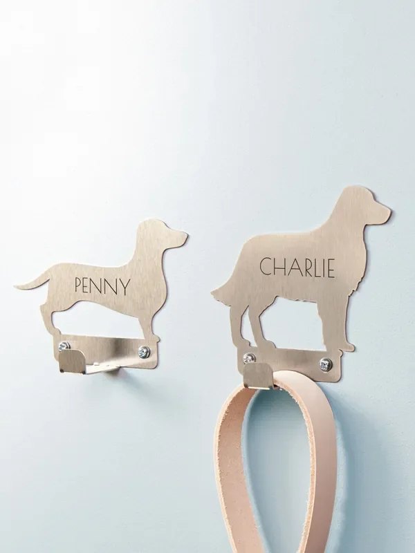 Personalised Stainless Steel Dog Breed Lead Holder by Oakdene