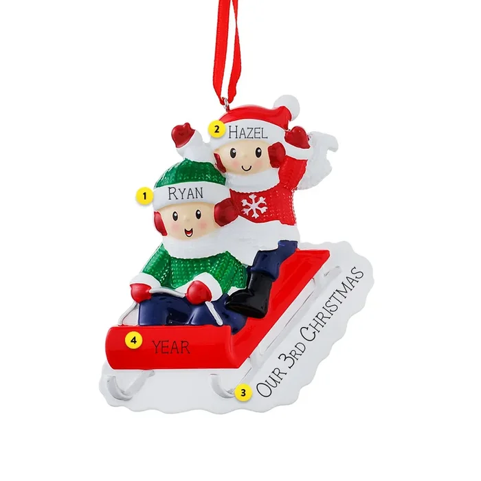 Personalized Sledding Couple Ornament