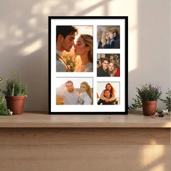Photo Frame Collage 20×25, 15×20, 13×13 cm Photos Display 5 Openings Wall Mounting Home Décor Photo-Frame (44×54 cm)