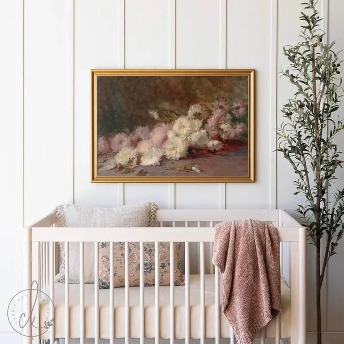 Pink Chrysanthemums Painting | Wood Framed Canvas | N122