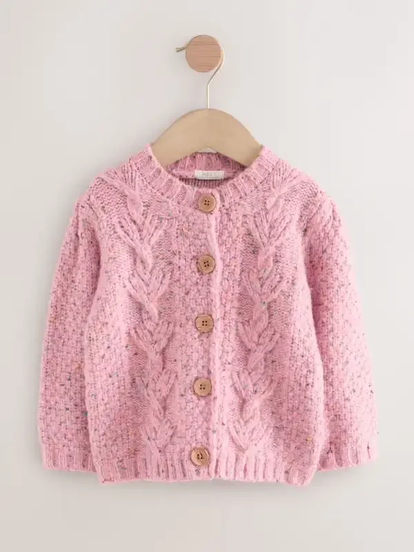Pink Pink Chunky Knit Bobble Cardigan (3mths-10yrs)