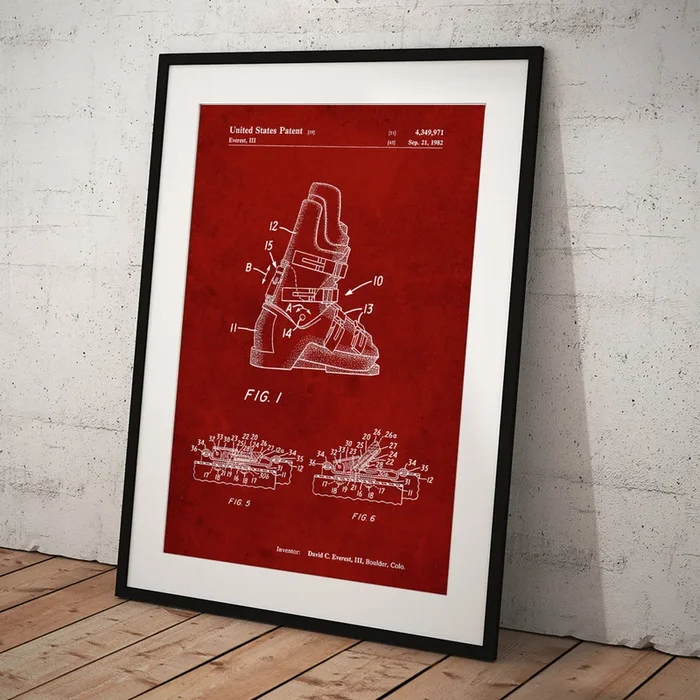 Pp1037-burgundy Ski Boots Patent Poster Art Print
