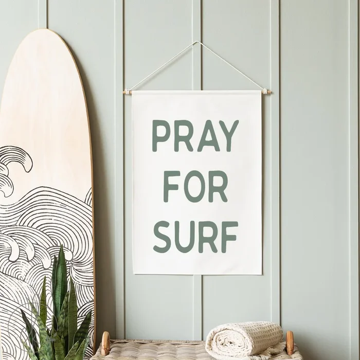 Pray for Surf Canvas Sign | Coastal Wall Art for Surfing Lovers | 28