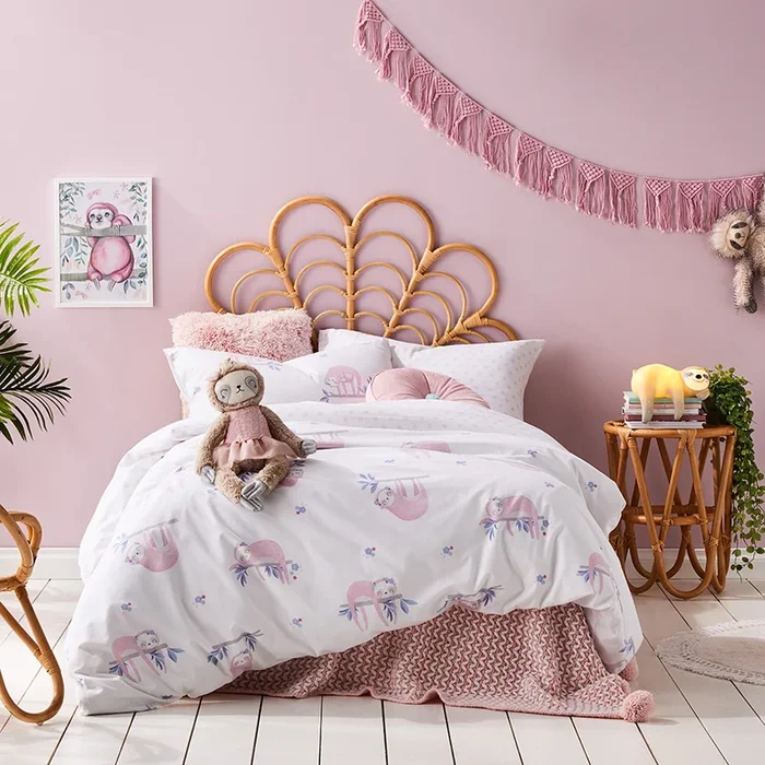 Pretty Pink Sloth Quilt Cover Set