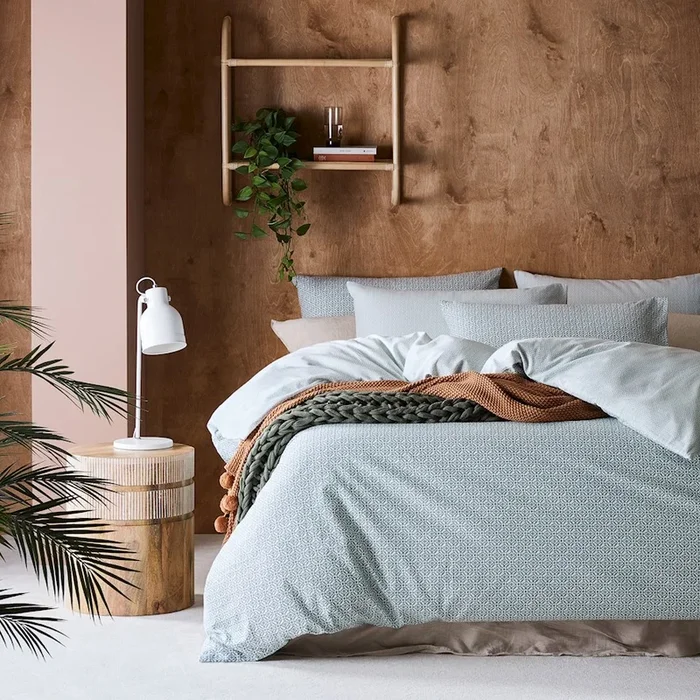 Printed Sage Tile Flannelette Quilt Cover Set + Separates