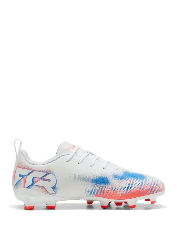 Puma White/Blue/Red Kids Future 8 Play Firm Ground Football Boots