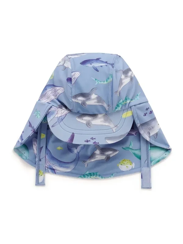 Purebaby Blue Shark Print Legionaires Swim Hat