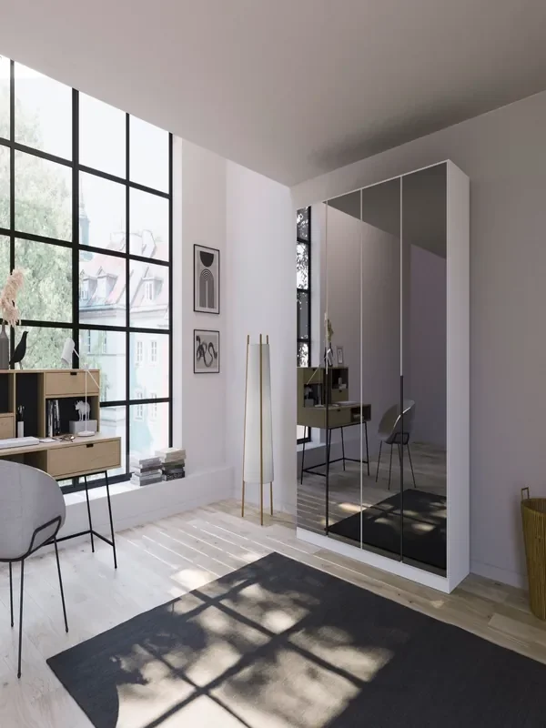 Rauch Alpine White Bayla Mirror Semi Fitted 4 Door Wardrobe