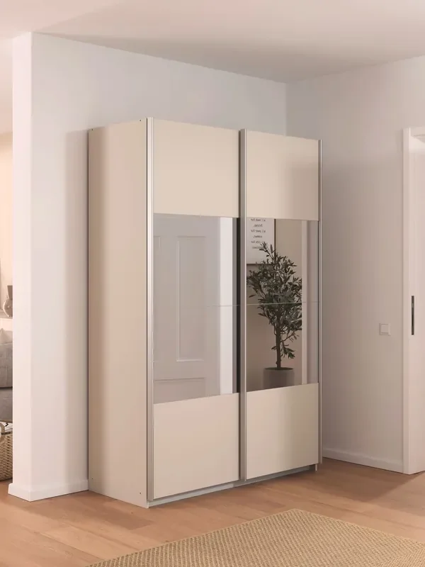 Rauch Champagne Cameron Wood and Centre Mirror 1.3m Sliding Semi Fitted Wardrobe