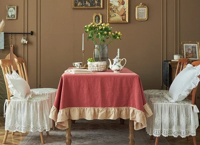Red Modern Table Cloth, Ramie Tablecloth for Home Decoration, Square Tablecloth for Round Table, Extra Large Rectangle Tablecloth for Dining Room Table
