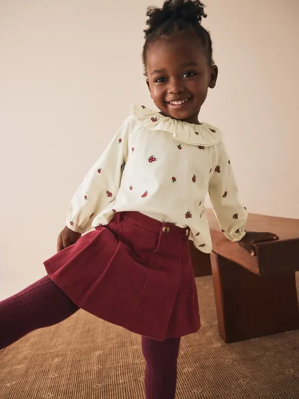 Red Skort Embellished Blouse and Tights Set (3mths-7yrs)