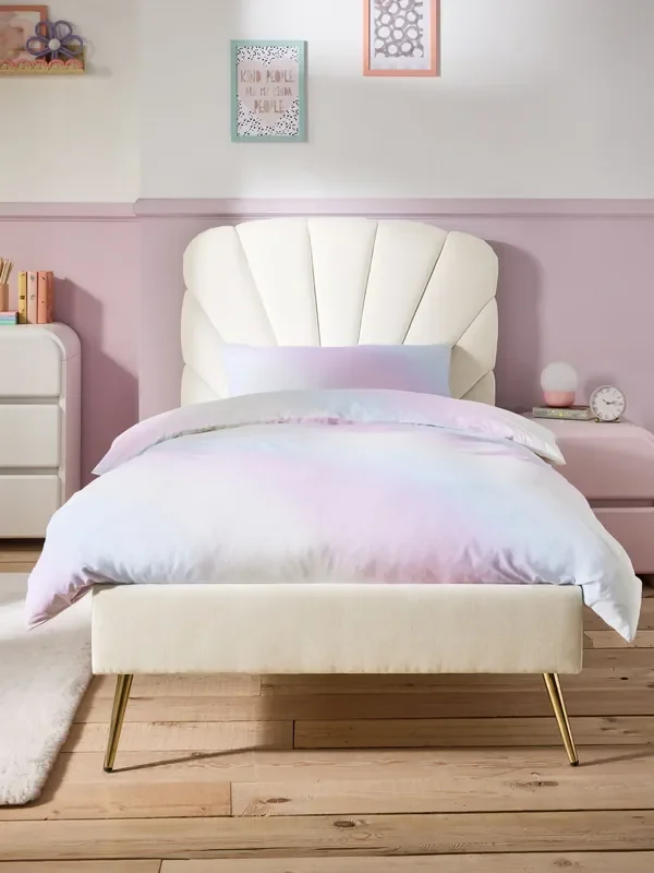 Relaxed Chenille Oyster Natural Sunray Bed Frame
