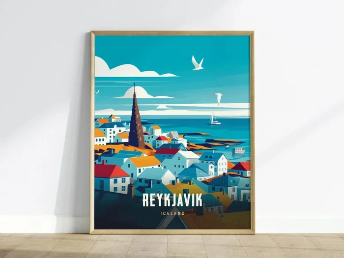 Reykjavík Travel Poster Iceland Reykjavik Wall Art