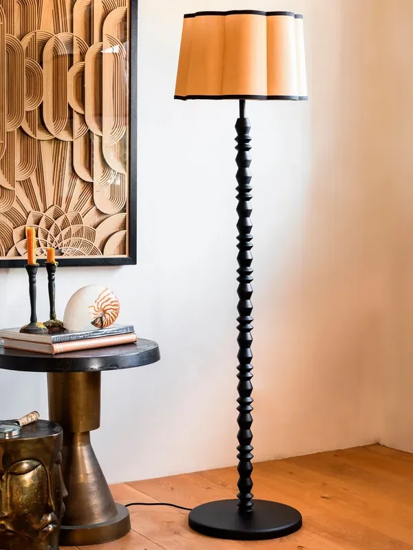 Rockett St George Black Wooden Spindle Floor Lamp Base