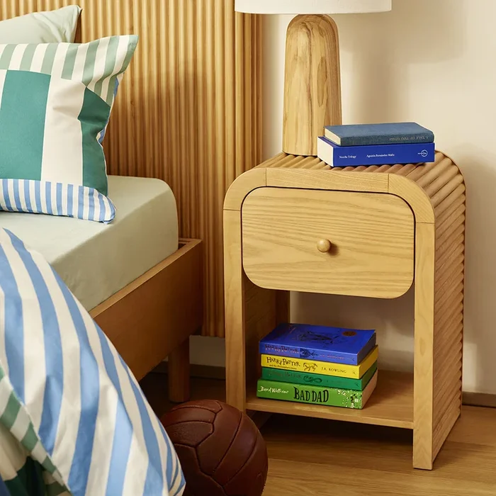 Ryder Natural Timber Ribbed Bedside Table