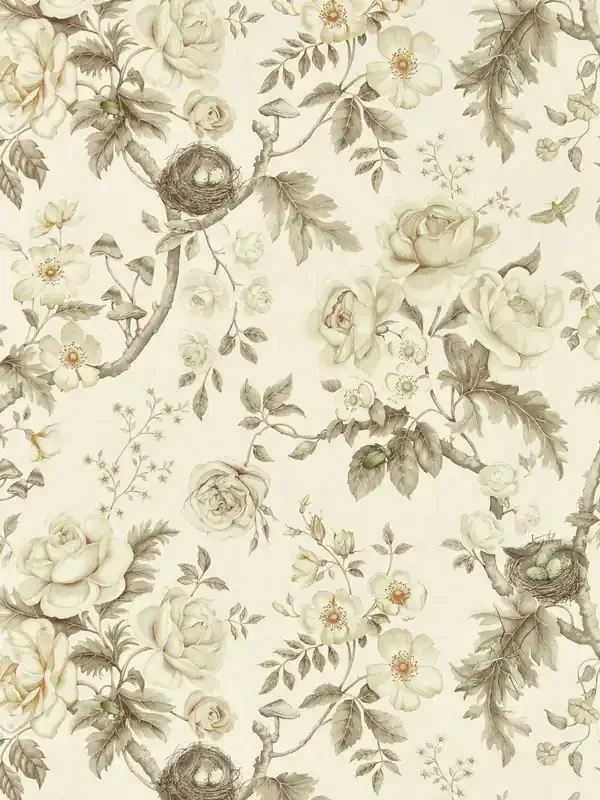 Sanderson Oyster X Giles Tansy Bloom Deacon Wallpaper
