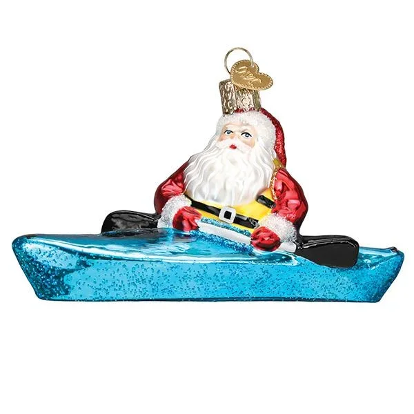 Santa in Kayak Ornament – Old World Christmas