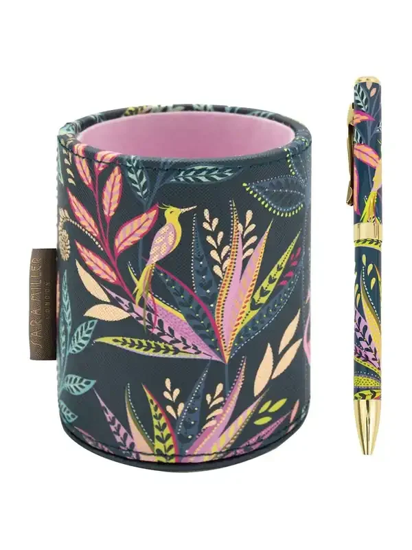 Sara Miller Navy Blue Savannah Pen and Pen Holder Set