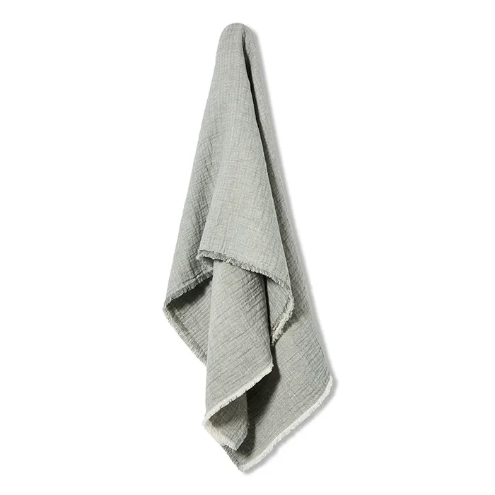 Savana Vintage Washed Forest Green Fringed Throw