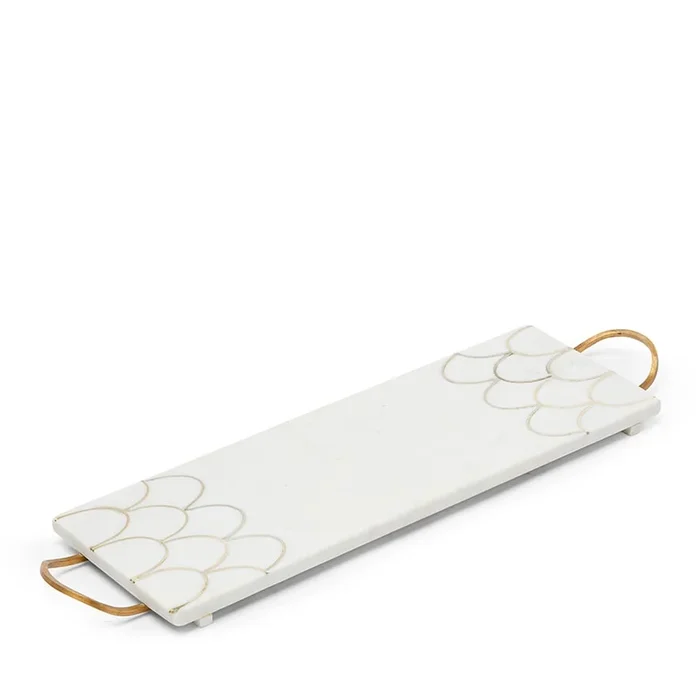 Scallop White Marble Tray