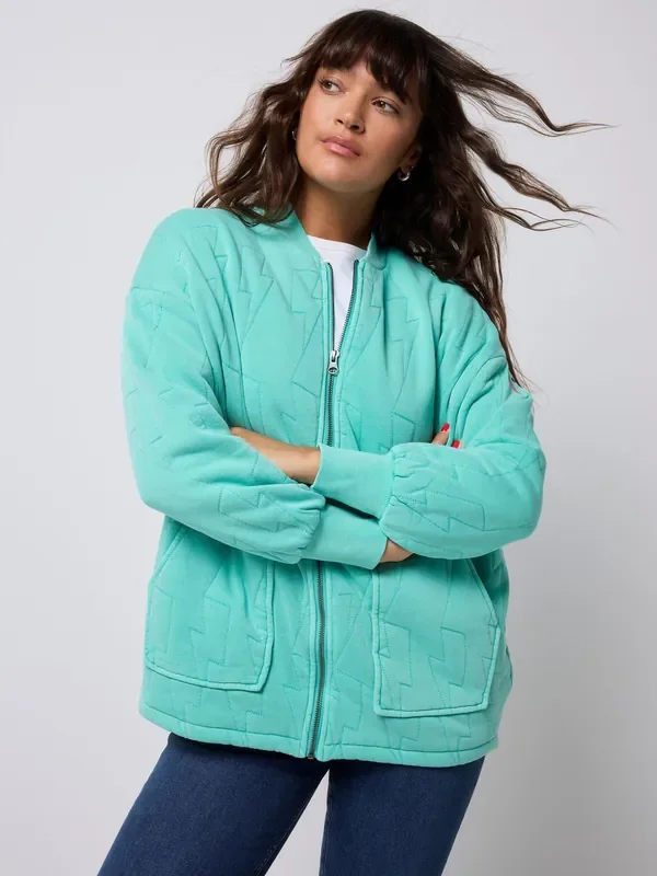 SCAMP & DUDE Blue Quilted Bolt Bomber Jacket