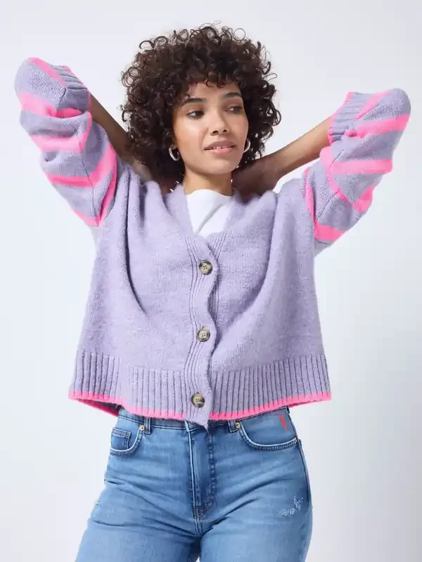 SCAMP & DUDE Purple Cardigan with Stripe