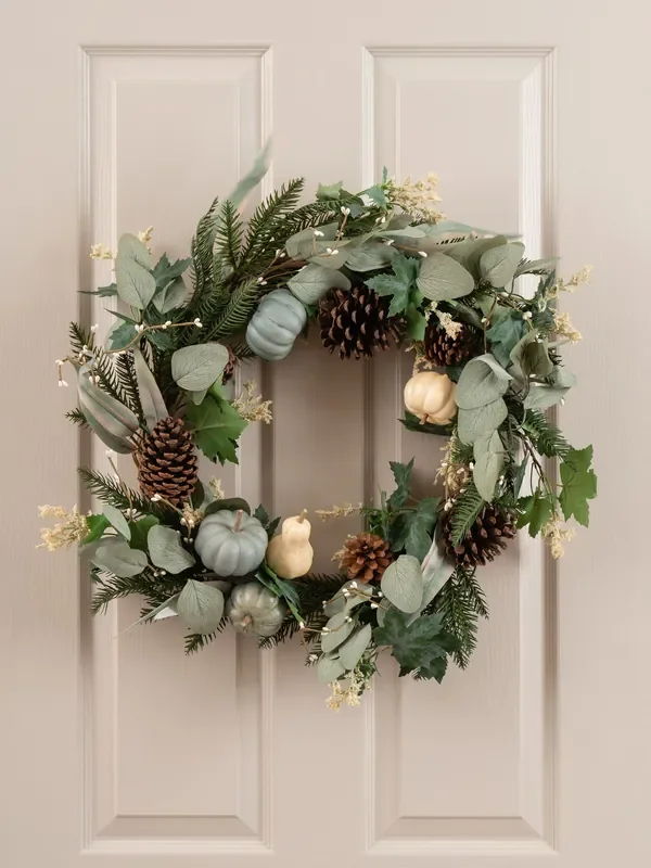 Scottish Everlastings Ltd Orange Premium Artificial Pumpkin Wreath
