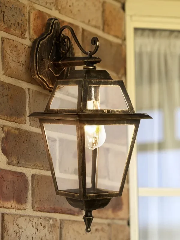Searchlight Black and Gold Cannes Wall Outdoor Downlight