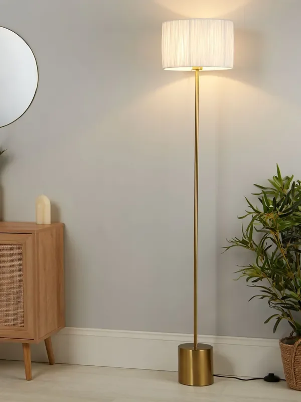 Searchlight White/Gold Isadora Floor Lamp