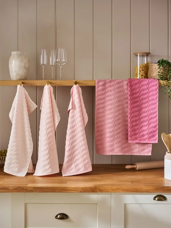 Set of 5 Pink Terry Set of 5 Tea Towels