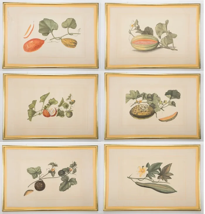 Set of Six La Roche Laffitte Handpainted Vegetables on Silk