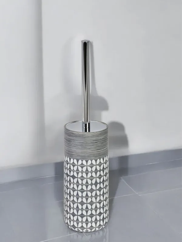 Showerdrape Grey Ravello Geo Floral Toilet Brush & Holder