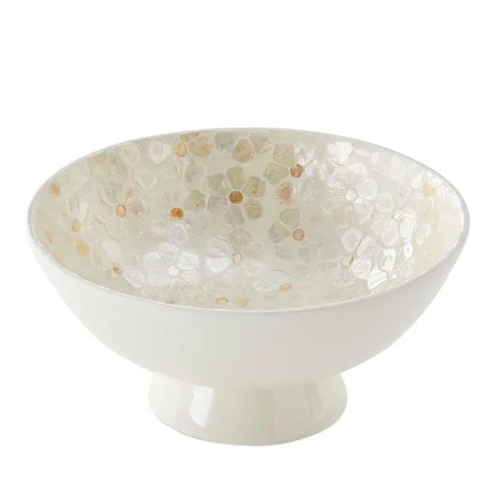 Sicily Capiz Ivory Daisy Pedestal Bowl