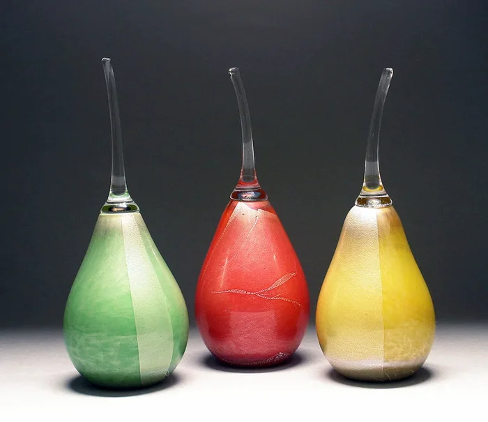 Silver Leaf Glass Pear – Mustard