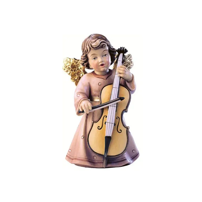 Sissi Angel with Cello – Hand Carved Wooden Angel Figurine