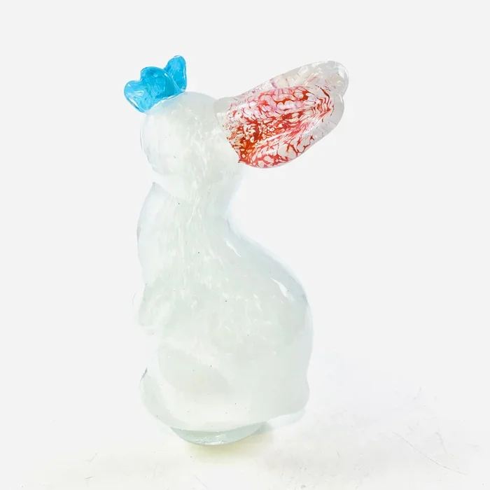 Sitting Glass Easter Rabbit, Butterfly Blue