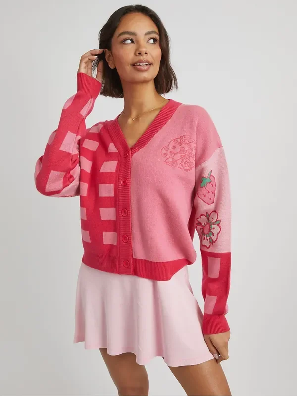 Skinnydip Red Strawberry Shortcake Knitted Cardigan