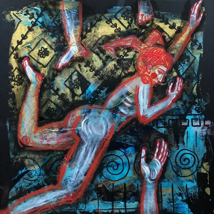 “Sleep matrix” small acrylic (2022) Acrylic painting by Yuliia Chaika