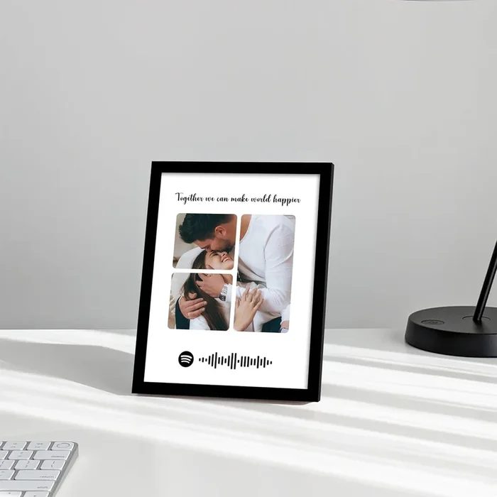 SNAP ART Customized Spotify Song with Photo Collage, Personalized Frame with scannable code, Customized Gift (6×8 Inch, Black)