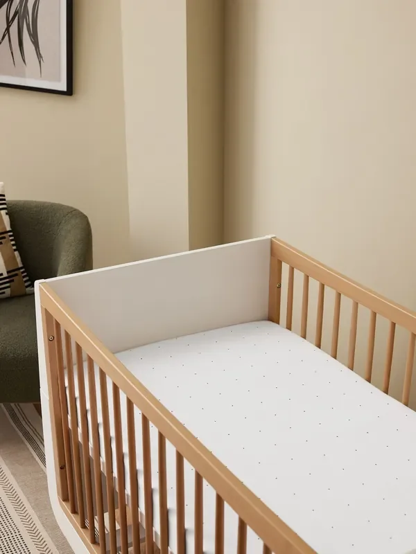 Snuz White Dot Twin Pack Cotbed Sheets