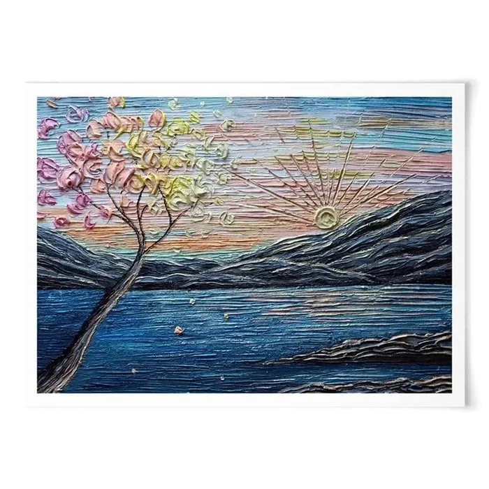 Somewhere Peachy Blue Art Print