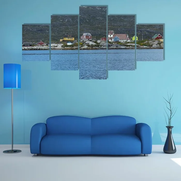 South Greenland Coastal Village Canvas Wall Art
